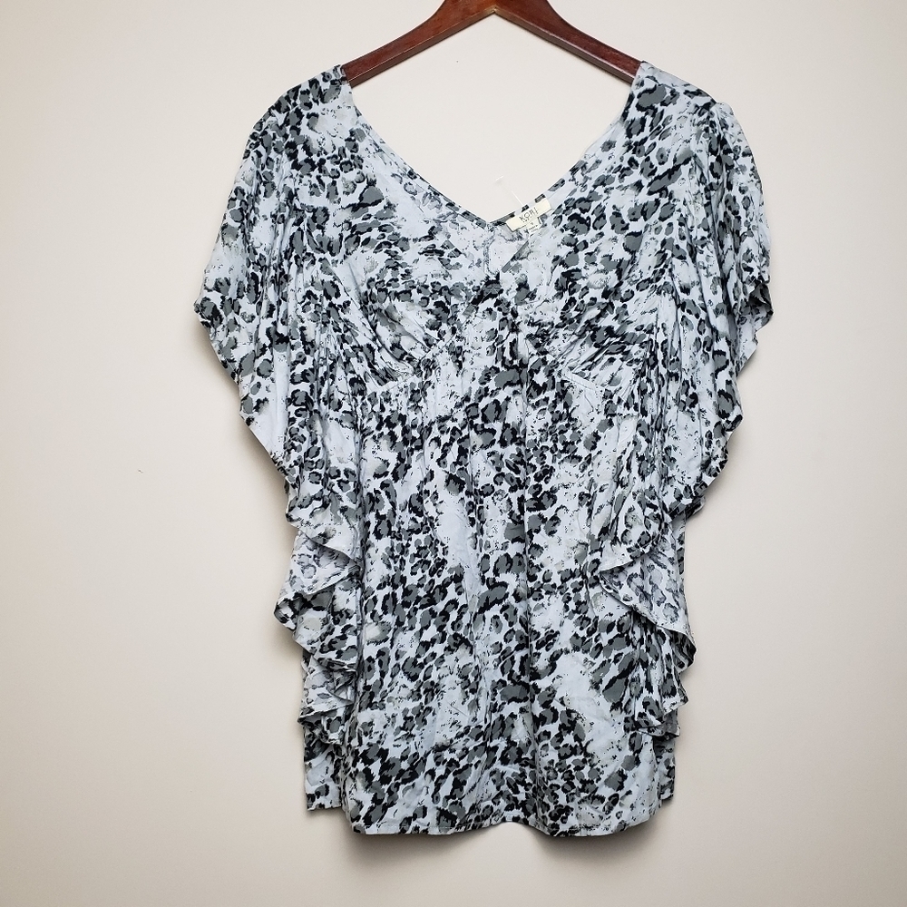 KORI America Ruched Ruffle Blouse